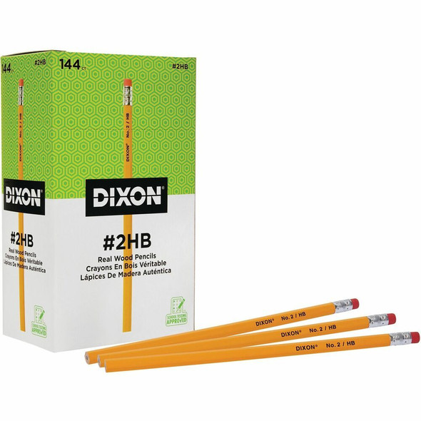 Dixon Woodcase No.2 Eraser Pencils - Black Lead - #2 - Yellow Barrel - 144 / Box