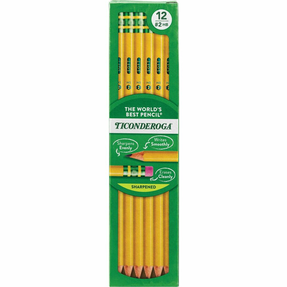 Ticonderoga Pre-Sharpened No. 2 Pencils - #2 - Yellow Cedar Barrel - 1 Dozen