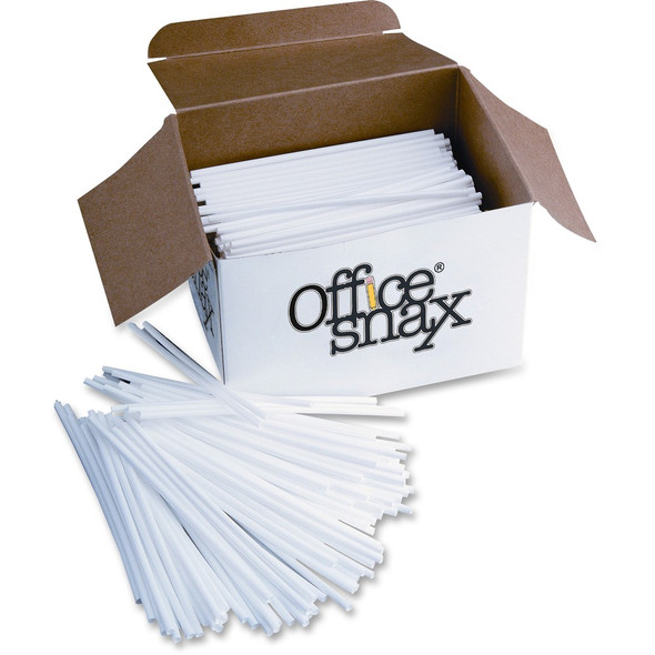 Office Snax Breakroom Stir Sticks - Plastic - White - 1000 / Box Office Snax Breakroom Stir Sticks - Plastic - White - 1000 / Box