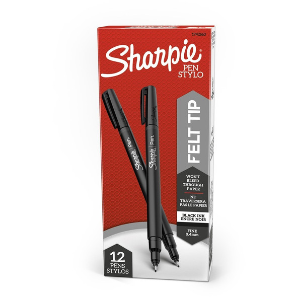 Sharpie Fine Point Pen - Fine Pen Point - Black Ink - 12 / Dozen