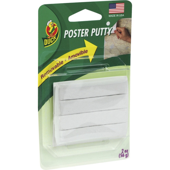 Duck Brand Poster Mounting Putty - White - 3.75 mil - For Mounting - 4 / Pack