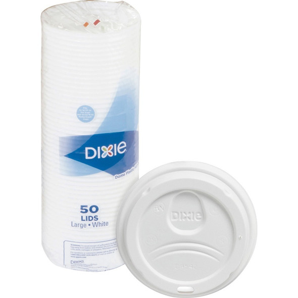 Dixie Large Hot Cup Lids by GP Pro - Dome - Plastic - White - 1 Pack
