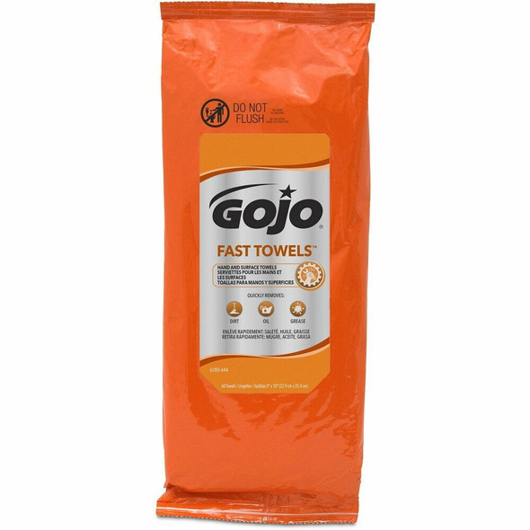 Gojo&reg; Fast Towels - Fresh Citrus - 60 Sheets - Clear, Blue/ - 6 / Carton