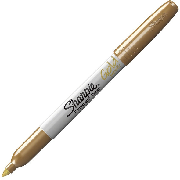 Sharpie Metallic Permanent Markers - Gold Ink - Alcohol Based - 12 / Dozen
