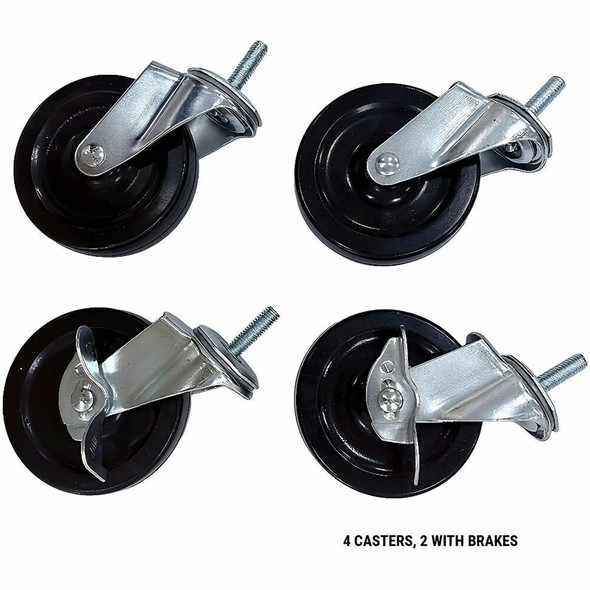 Lorell Industrial Wire Shelving Caster Kit - 4" Diameter - Black - 1 Set