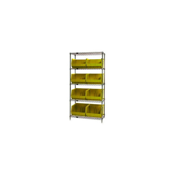 Global Industrial Chrome Wire Shelving With 8 Giant Plastic Stacking Bins Yellow