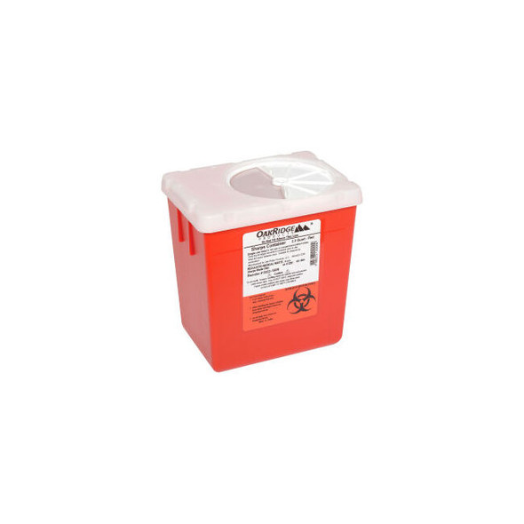 Oakridge Products 2.2 Quart Sharps Container w/ Rotor Lid Red