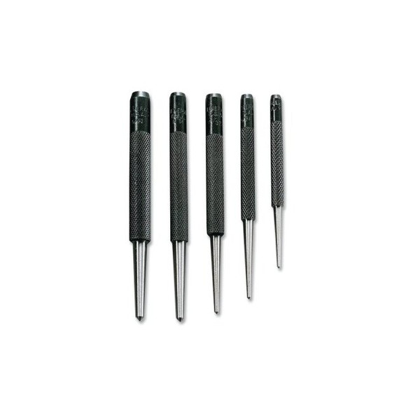 5 Piece Center Punch Set, Round Tip, 1/16 in to 5/32 in Tip Size, Alloy Steel