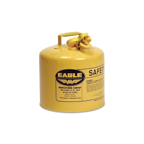 Safety Can, Type I, 5 gal, 24-ga Galvanized Steel, Diesel, Yellow