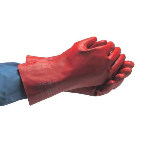 Solvex 15-554 Chemical Resistant Gloves, PVA, 14 in L, 37.5 mil, Red, 9, 1 PR