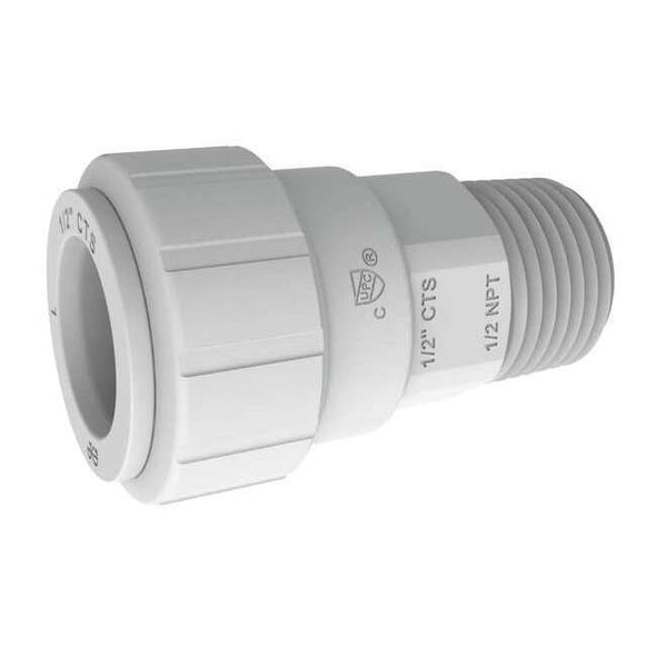 John Guest Push-Fit Adapter Fitting, 1 in Tube Size, Plastic, White PSEI013628