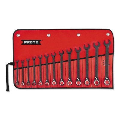 Reversible Combination Ratcheting Wrench Set, 13-Pc, Spline, Black Chrome, 7 mm to 19 mm