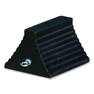 General-Purpose Rubber Wheel Chock, 11 in L x 8 in W x 6 in H, Black, Includes Cored Bottom