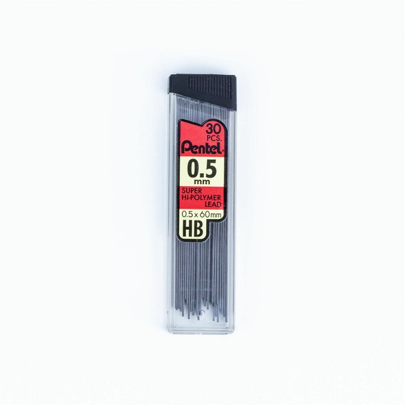 Pentel Super Hi-Polymer Leads - 0.5 mm , Fine Point - HB - Black Lead - 30 / Tub