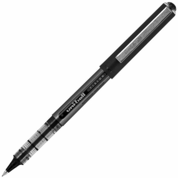 uniball™ Vision Rollerball Pens - Black Ink - Pigment-based - 12 / Dozen
