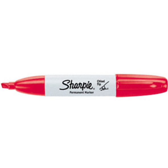 Sharpie Large Barrel Permanent Markers - Red Ink - Alcohol Based - 12 - Dozen 38202 SPR-SAN38202