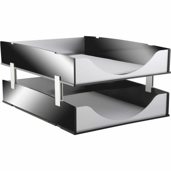 Kantek Stacking Support Set for Letter Trays - Acrylic - Silver - 1 Set