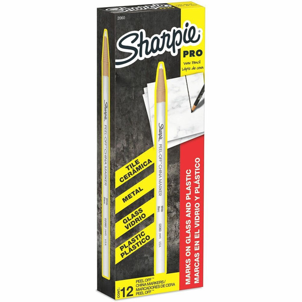 Sharpie Peel-Off China Marker - White Lead - White Barrel - 1 Dozen