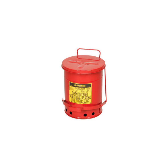 Justrite 6 Gallon Oily Waste Can Red - 09100