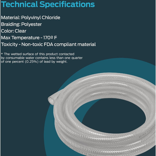 Eastman EZ-Flo 25 Ft. Braided Vinyl Tubing 1 In. ID x 1-1-4 In. OD Bulk Spool 98579 459727