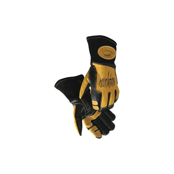 Revolution® Welding Gloves, Cow Grain Leather, X-Large, Black/Gold