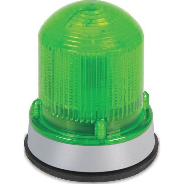 Warning Light, Green, LED, 120V AC, 65 FPM, 3 1/4 in Dia.