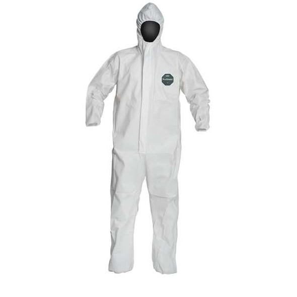 Dupont Hooded Disposable Coveralls, 4Xl, White, zipper NB127SWH4X002500