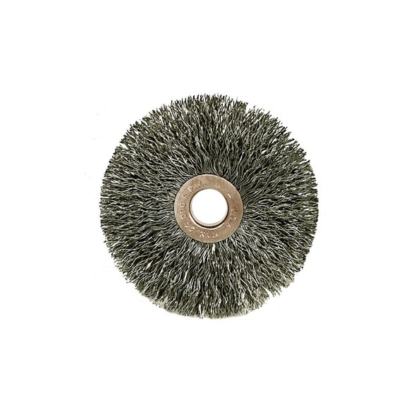 Copper Center™ Small Diameter Wire Wheel, 1 3/8 in D, .0104 in, 1/4 in Arbor Hole
