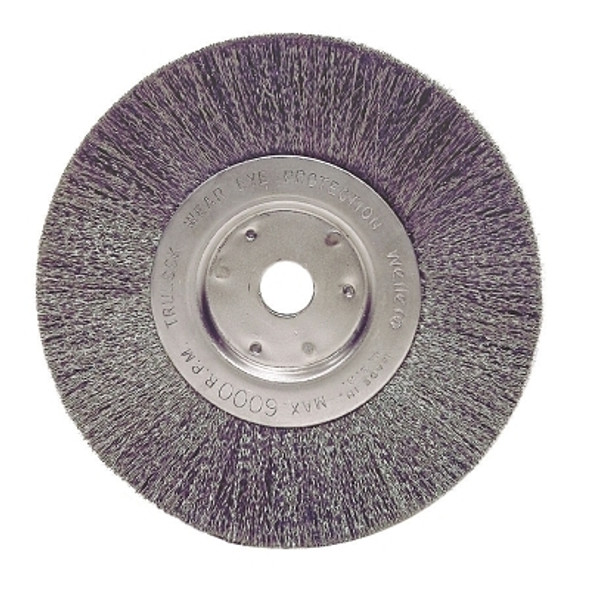 Narrow Face Crimped Wire Wheel, 6 in dia x 3/4 in W Face, 0.0118 in Stainless Steel Wire, 6000 RPM Narrow Face Crimped Wire Wheel, 6 in dia x 3/4 in W Face, 0.0118 in Stainless Steel Wire, 6000 RPM