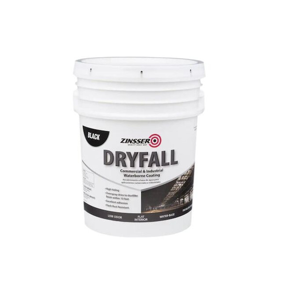 Dryfall Commercial & Industrial Waterborne Coating, Black, Flat, 5 Gallon