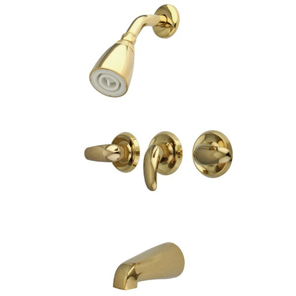 Kingston Brass Tub and Shower Faucet, Polished Brass, Wall Mount KB6232LL