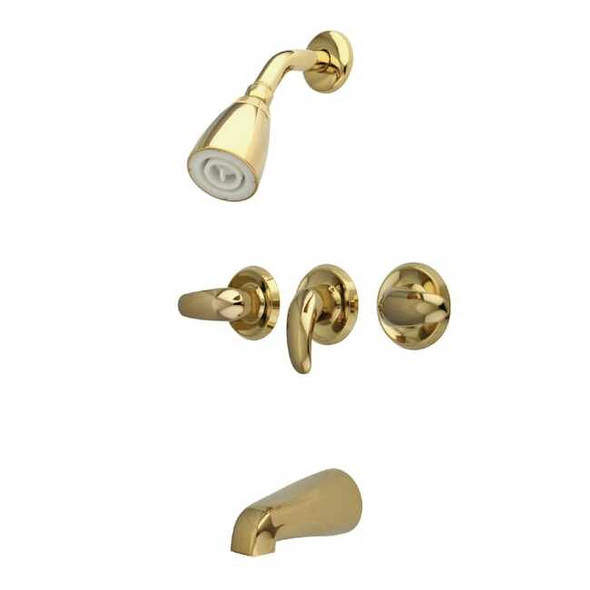 Kingston Brass Tub and Shower Faucet, Polished Brass, Wall Mount KB6232LL