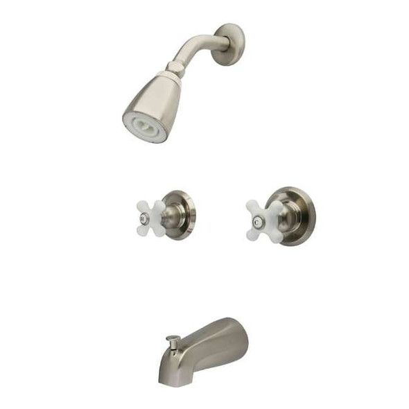 Kingston Brass KB248PX Tub & Shower Faucet Porcelain Cross Handles KB248PX