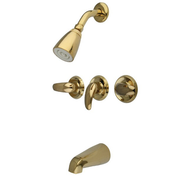Kingston Brass Tub and Shower Faucet, Polished Brass, Wall Mount KB232LL