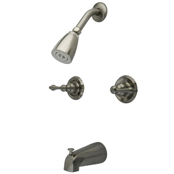 Kingston Brass Tub and Shower Faucet, Brushed Nickel, Wall Mount KB248AL