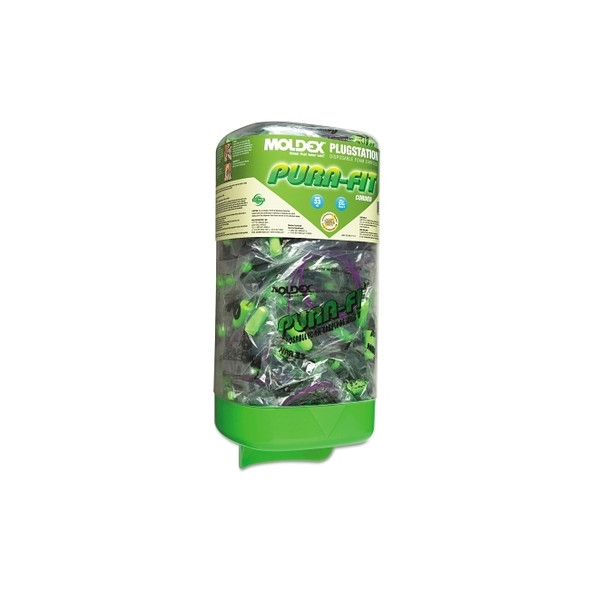 PlugStation® Earplug Dispenser, Disposable Plastic Bottle, Foam Earplugs, Bright Green, Pura-Fit®