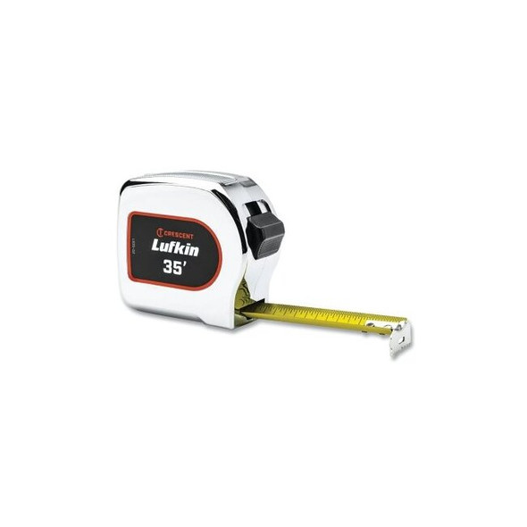 LFK Chrome Power Tape, 35 ft x 1-1/8 in W, SAE, A29, Yellow Blade, Chrome Case