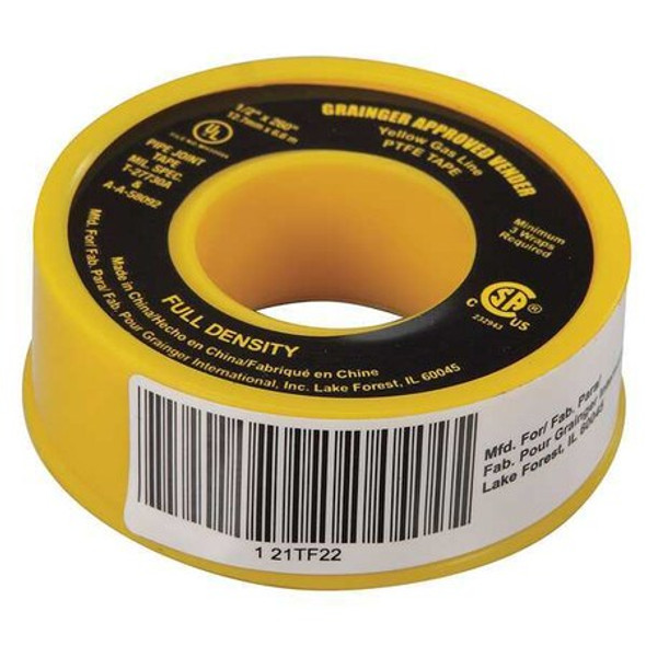 Manufacturer Varies Thread Sealant Tape,1/2" W,Yellow 21TF22 Manufacturer Varies Thread Sealant Tape,1/2" W,Yellow 21TF22