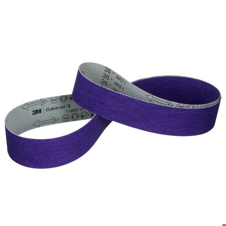 Cloth Grinding Belt, Coated, Ceramic, 36 Grit, Coarse, Cubitron 1184F, Purple