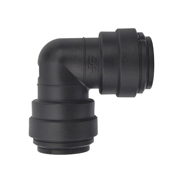 Push-Fit Elbow Fitting, 1/2 in Tube Size, Polypropylene, Black, 10 PK