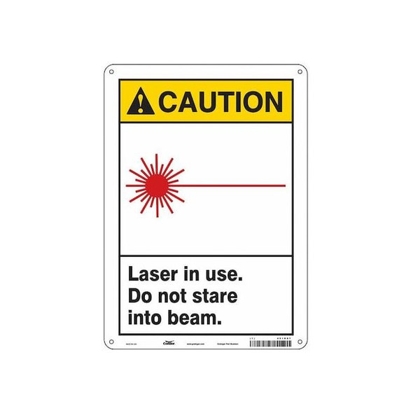 Radiation & Laser Sign, 14 in H x 10 in W, Polyethylene, Vertical Rectangle