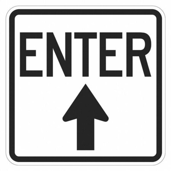 Enter Sign For Parking Lots, 18 in W, 18 in H, English, Aluminum, White