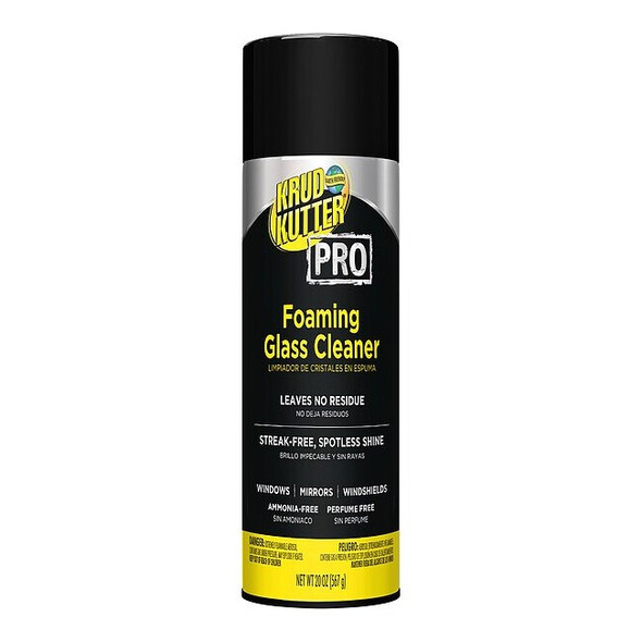 Foam Glass Cleaner, 20 oz, Clear, Fragrance Free, Aerosol Spray Can, 12 PK
