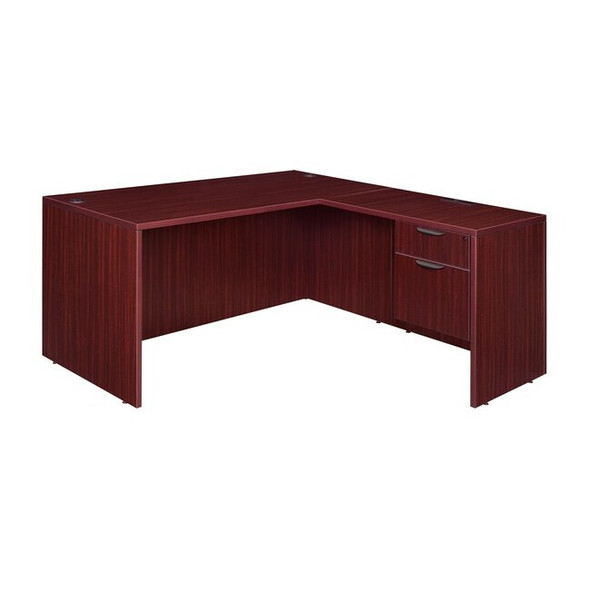 Pedestal Desk Legacy 71" Single Pedestal L-Desk,47" Re, Mahogany
