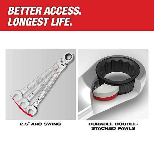 Milwaukee Tool Combination Wrench,Chrome,146 mm L 45-96-9608
