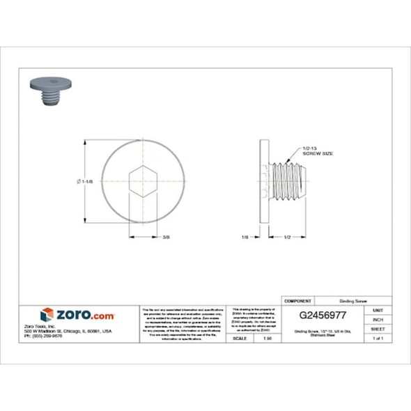 Manufacturer Varies Binding Screw, 1-2"-13, Stainless Steel, Plain Z1920