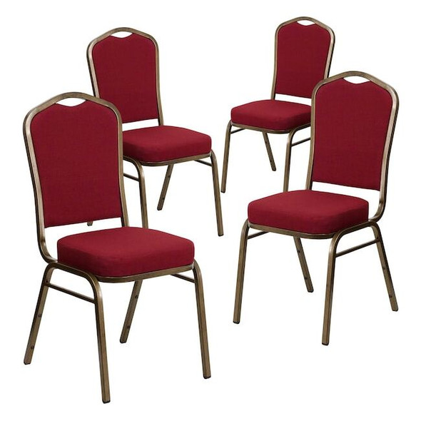 Flash Furniture Burgundy Fabric Banquet Chair,PK4 4-FD-C01-GOLDVEIN-3169-GG