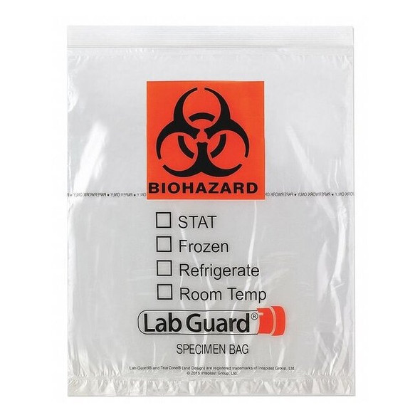 Medegen Medical Products Specimn Trnsprt Bag,12x15",Org/Clr,PK500 4916