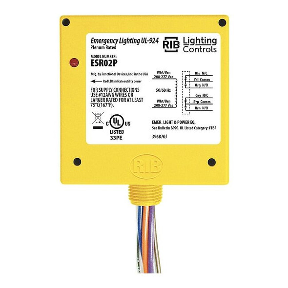 Functional Devices-Rib Enclosed Pre-Wired Relay,20A at 300VAC,DPDT ESR02P