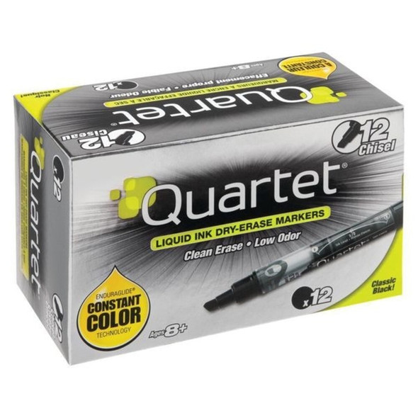 Quartet Dry Erase Marker Set, Chisel Tip, Black, PK12 5001-2MA